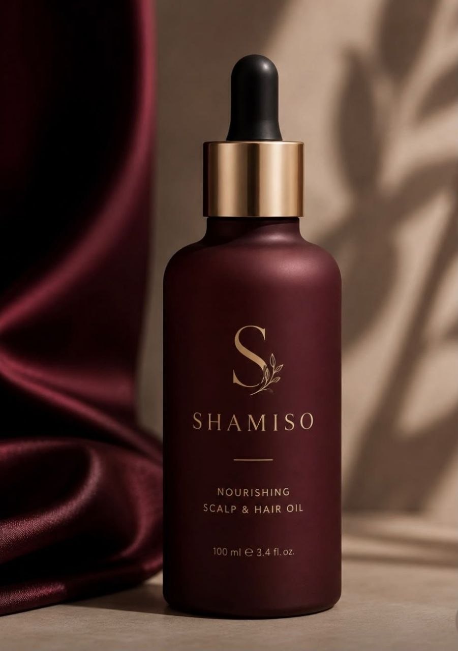 SHAMISO nourishing scalp and hair oil bottle